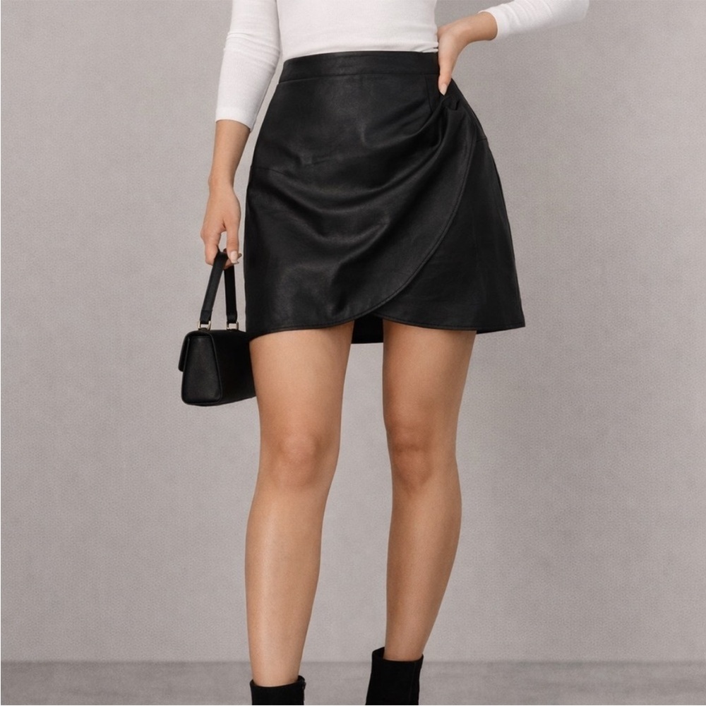 Abercrombie & Fitch Black Vegan Leather Black Skirt